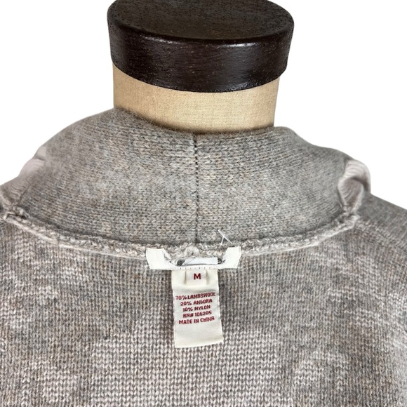 Sundance Catalog lambswool angora cardigan sweater coat in cream and gray SZ M - Picture 5 of 9